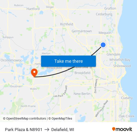 Park Plaza & N8901 to Delafield, WI map