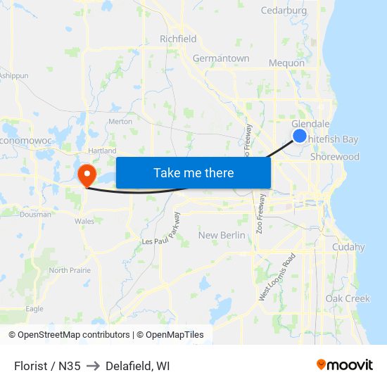 Florist / N35 to Delafield, WI map