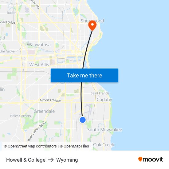 Howell & College to Wyoming map