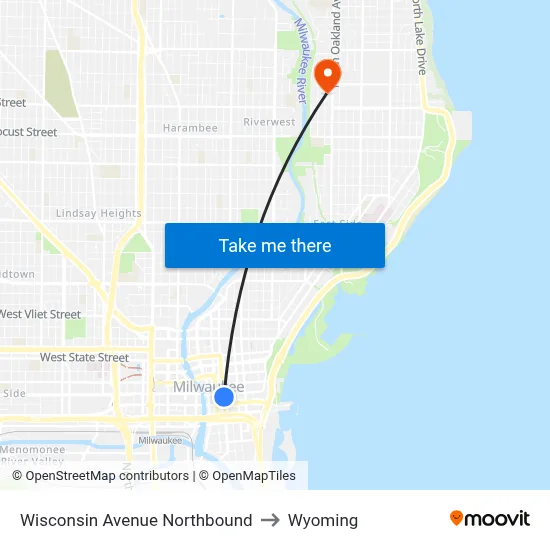 Wisconsin Avenue Northbound to Wyoming map