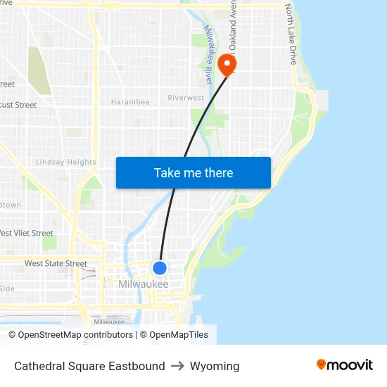Cathedral Square Eastbound to Wyoming map