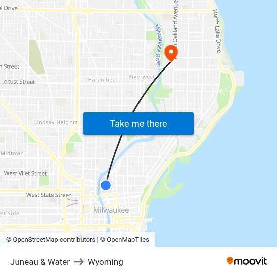 Juneau & Water to Wyoming map