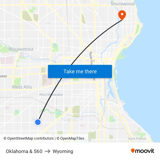 Oklahoma & S60 to Wyoming map