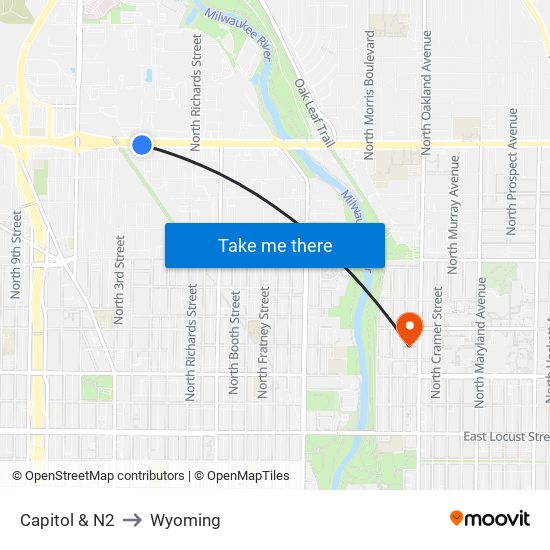 Capitol & N2 to Wyoming map