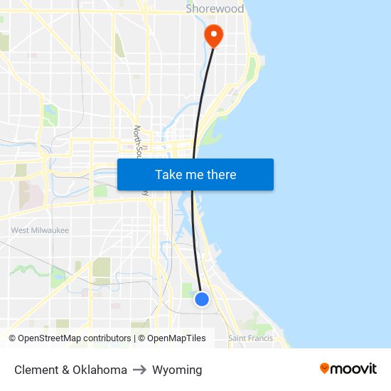 Clement & Oklahoma to Wyoming map