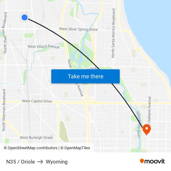 N35 / Oriole to Wyoming map