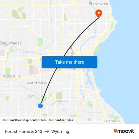 Forest Home & S43 to Wyoming map