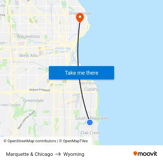 Marquette & Chicago to Wyoming map