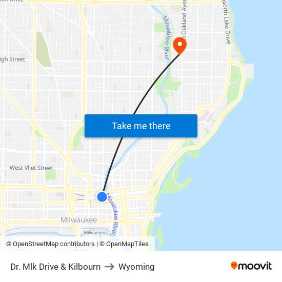 Dr. Mlk Drive & Kilbourn to Wyoming map
