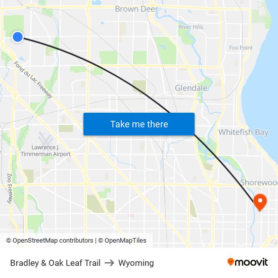 Bradley & Oak Leaf Trail to Wyoming map