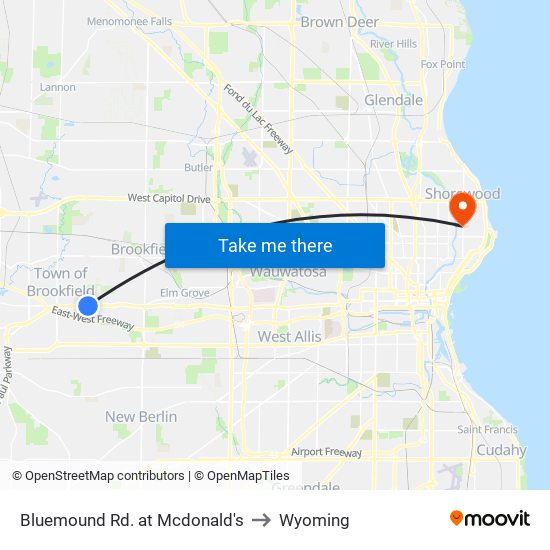 Bluemound Rd. at Mcdonald's to Wyoming map