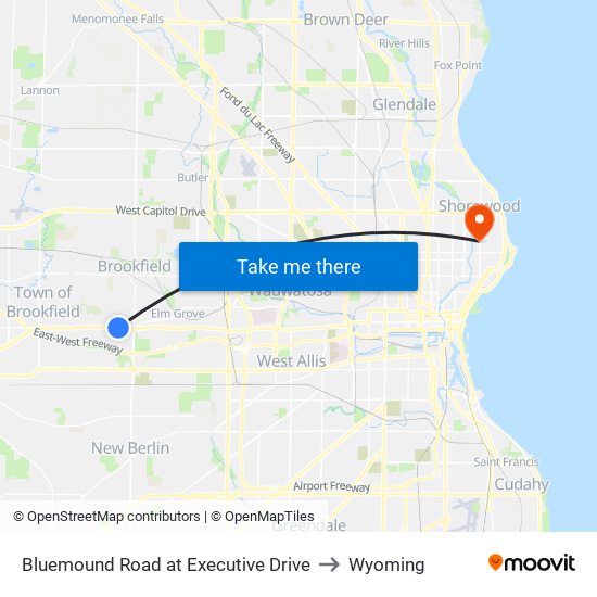Bluemound Road at Executive Drive to Wyoming map