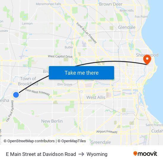 E Main Street at Davidson Road to Wyoming map