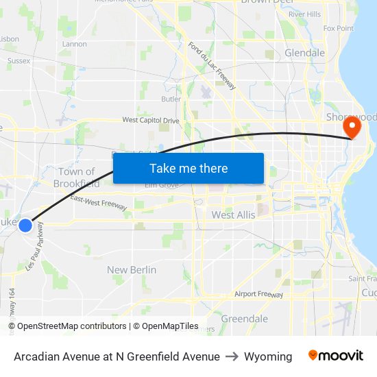 Arcadian Avenue at N Greenfield Avenue to Wyoming map