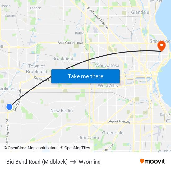 Big Bend Road (Midblock) to Wyoming map