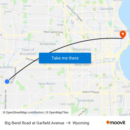 Big Bend Road at Garfield Avenue to Wyoming map