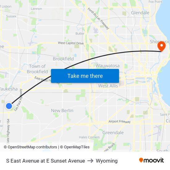 S East Avenue at E Sunset Avenue to Wyoming map