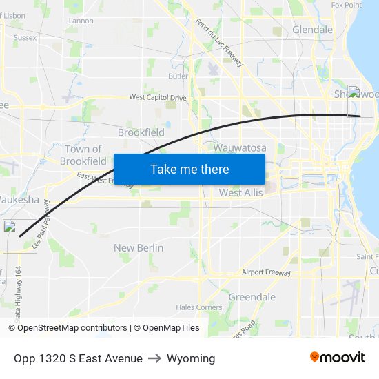 Opp 1320 S East Avenue to Wyoming map