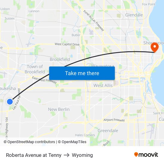 Roberta Avenue at Tenny to Wyoming map