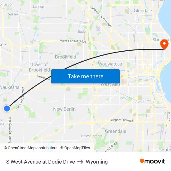 S West Avenue at Dodie Drive to Wyoming map