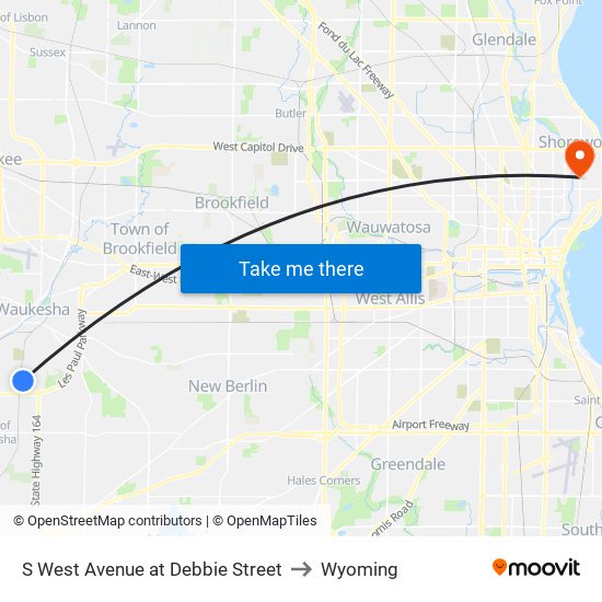 S West Avenue at Debbie Street to Wyoming map