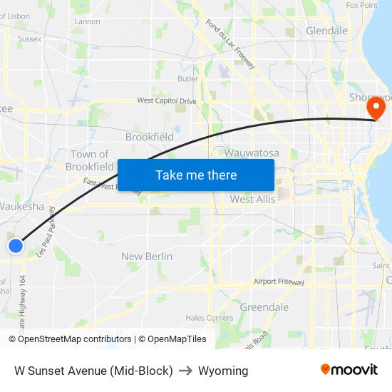 W Sunset Avenue (Mid-Block) to Wyoming map