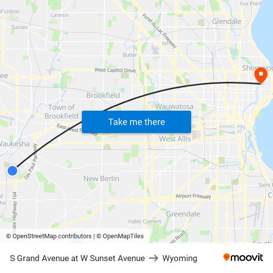 S Grand Avenue at W Sunset Avenue to Wyoming map