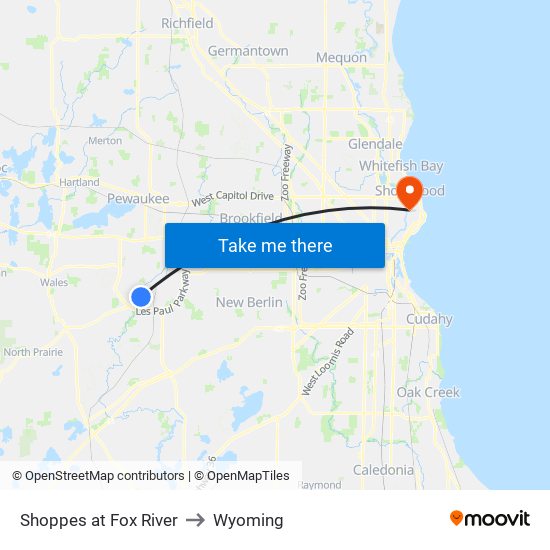 Shoppes at Fox River to Wyoming map