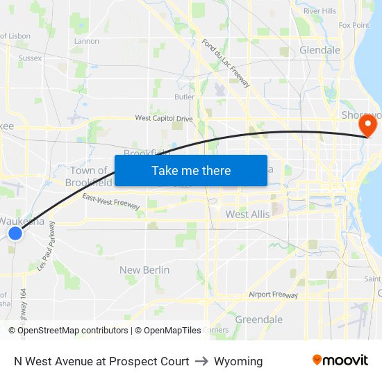 N West Avenue at Prospect Court to Wyoming map