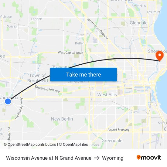 Wisconsin Avenue at N Grand Avenue to Wyoming map