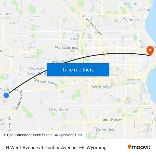 N West Avenue at Dunbar Avenue to Wyoming map