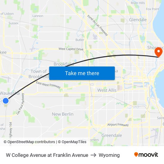 W College Avenue at Franklin Avenue to Wyoming map