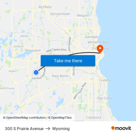 300 S Prairie Avenue to Wyoming map