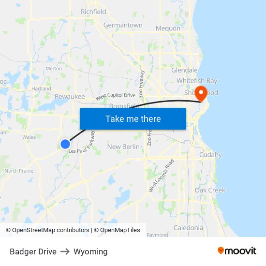 Badger Drive to Wyoming map