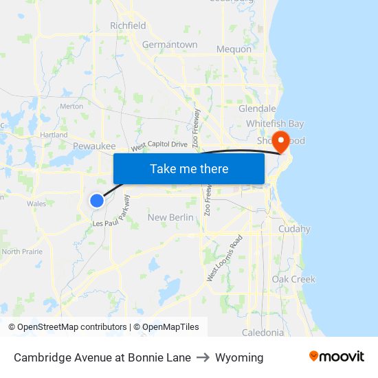 Cambridge Avenue at Bonnie Lane to Wyoming map