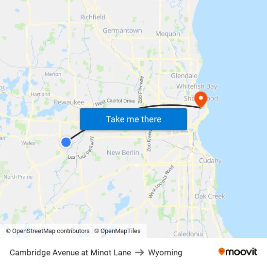 Cambridge Avenue at Minot Lane to Wyoming map