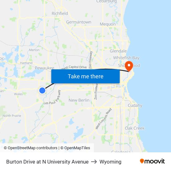 Burton Drive at N University Avenue to Wyoming map