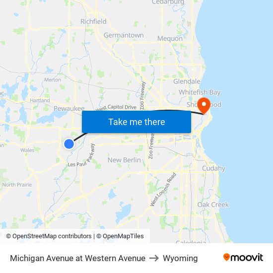 Michigan Avenue at Western Avenue to Wyoming map