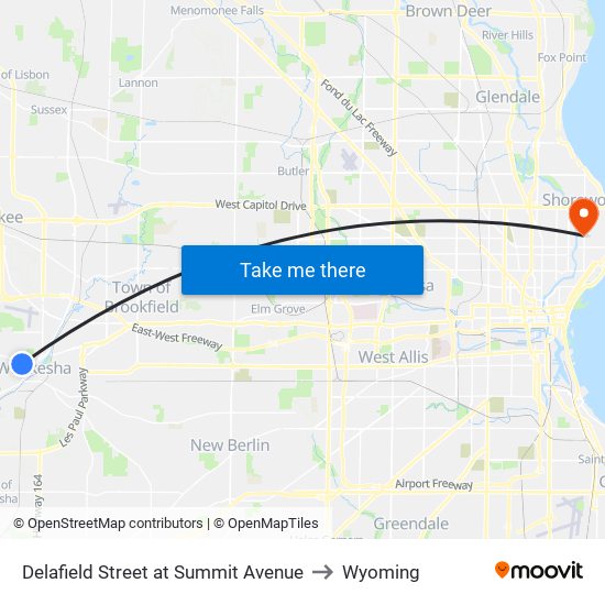 Delafield Street at Summit Avenue to Wyoming map