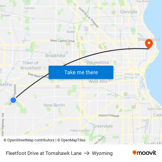 Fleetfoot Drive at Tomahawk Lane to Wyoming map