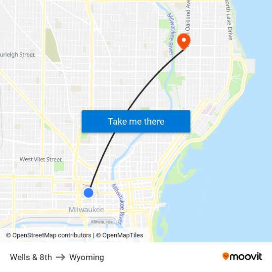 Wells & 8th to Wyoming map