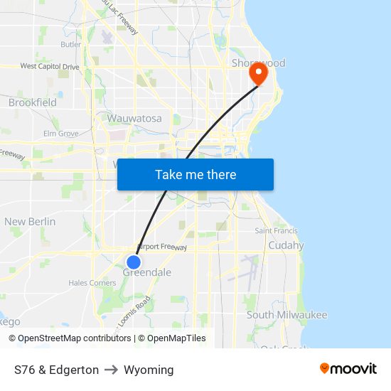 S76 & Edgerton to Wyoming map