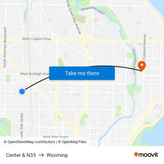 Center & N35 to Wyoming map