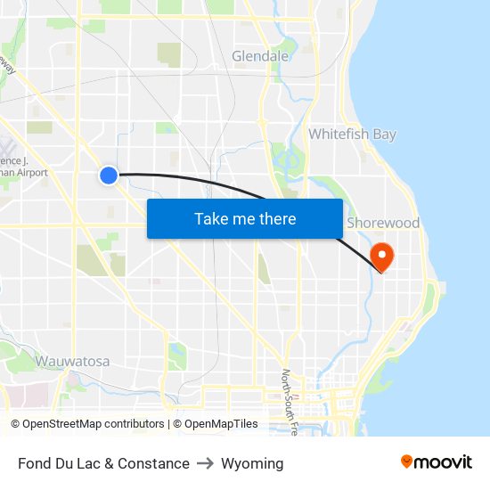 Fond Du Lac & Constance to Wyoming map