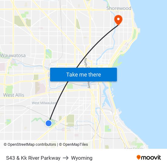 S43 & Kk River Parkway to Wyoming map