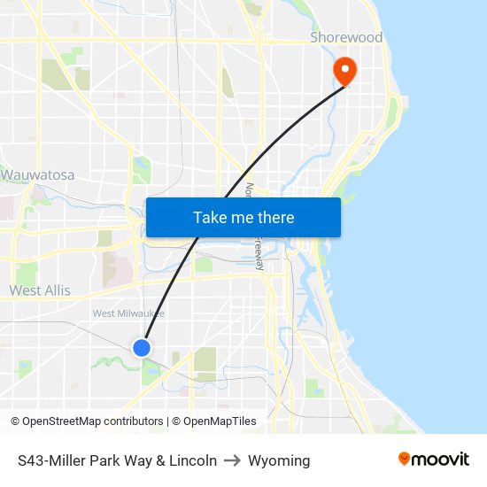 S43-Miller Park Way & Lincoln to Wyoming map