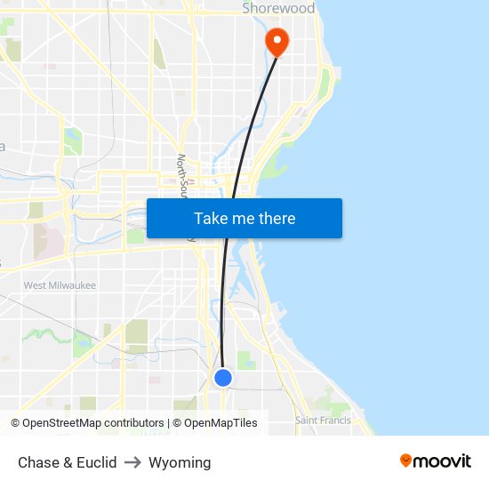 Chase & Euclid to Wyoming map