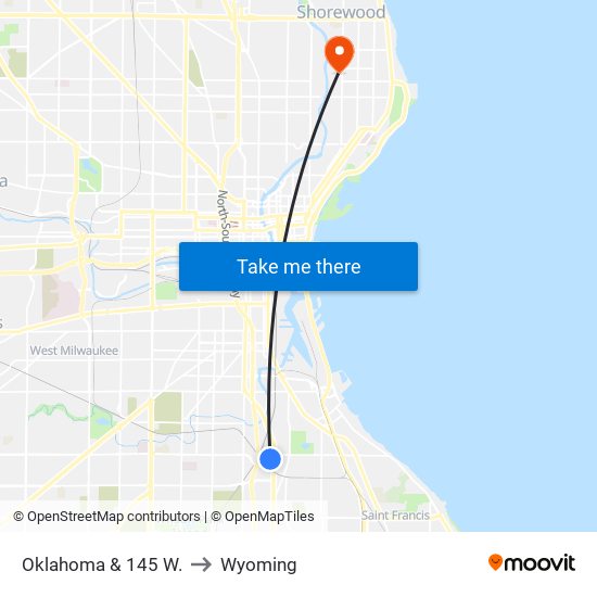 Oklahoma & 145 W. to Wyoming map