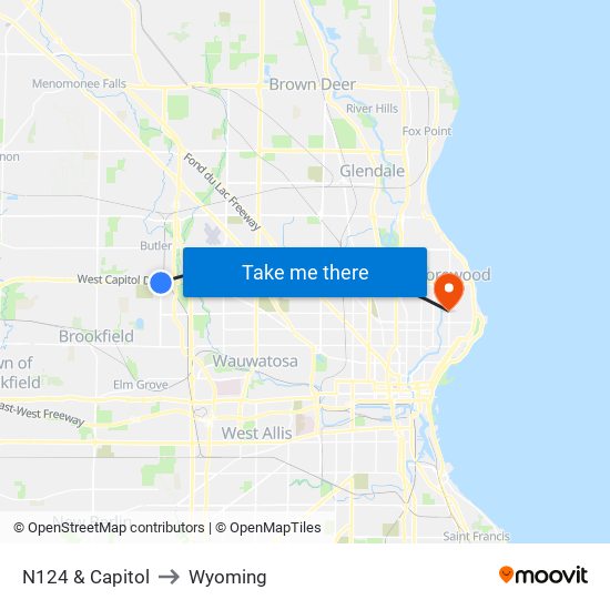 N124 & Capitol to Wyoming map