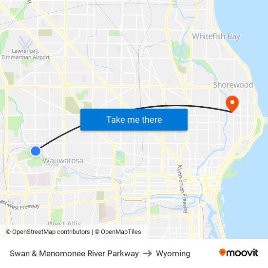 Swan & Menomonee River Parkway to Wyoming map